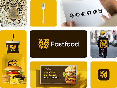 Fastfood - Logo Design animal branding cafe cheetah face fast food fork freelance logo design freelance logo designer head lion logo logo design logo designer meal minimal restaurant simple tiger