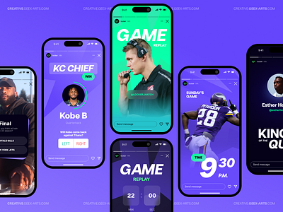 Social Media bet branding design football game graphic design nfl player quiz social media sport stories visual identity