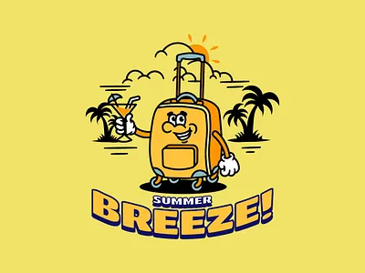 Suitcase Holiday 60s 70s beach brand brand identity branding character classic design graphic design illustration logo mascot retro suitcase summer travel bag vector vintage yellow