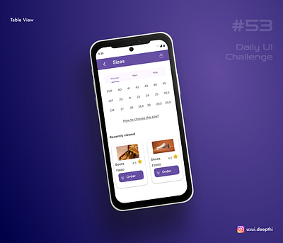 Table view | Daily UI Challenge # 53/90 ui design ux design uxui designer