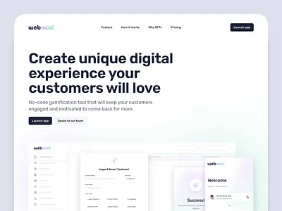 Webmint - Landing Page Design cryto design landing page landing page design nft nft design nft ui nft ui design nft web nft web design ui user interface design web web design webmint website design