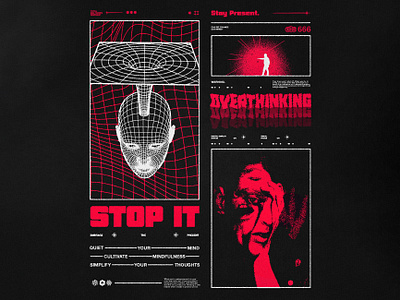 Stop Overthinking brutalism graphic design marketing design poster design