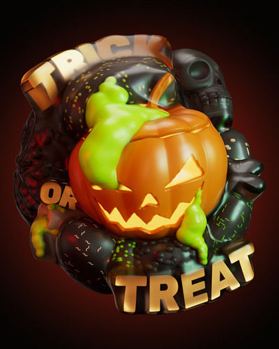 Stylized Halloween 3D pumpkin 3d animation halloween motion graphics