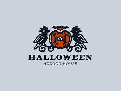 Halloween bat coat of arms eye halloween heraldry horror logo logotype magic mystic pumpkin raven