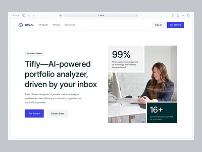 Tifly.AI - Landing Page Hero Section artificial intelligence clean design hero hero section landing page landingpage site ui user interface web web design website website design