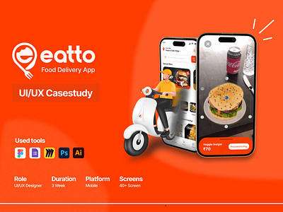 EatTo: Food Delivery App (UI/UX Case Study) cloud kitchen app eatto food app food delivery app food ordering app online food app online restaurants app