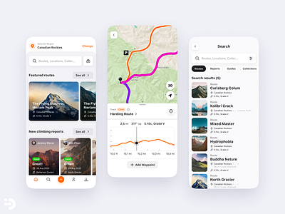 Mobile application for climbers app application explore homepage iphone list map mobile navigation smartphone ui uiux ux