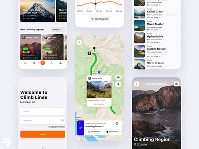 Mobile application for climbers app application authorisation authorization log in login mobile mountains ui uiux ux waypoint