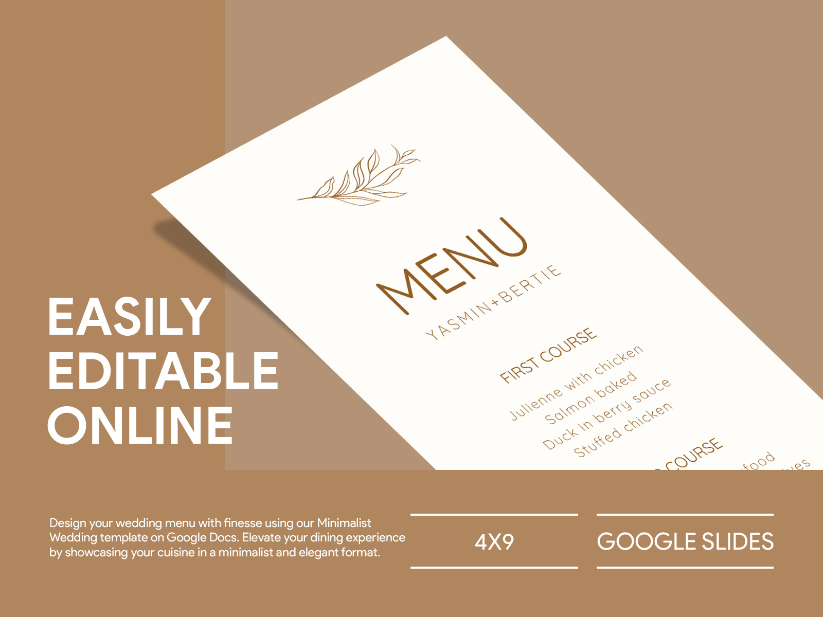 Minimalist Wedding Menu Free Google Docs Template by Gdoc on Dribbble, image size:1600x1200