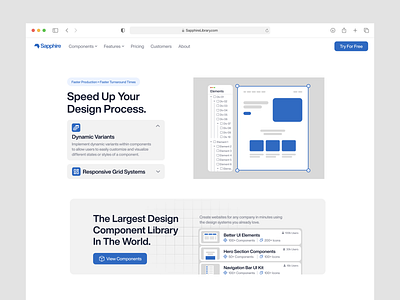 Sapphire - Library Features Section app clean component component library crypto design figma flowbase hero section homepage icons landing page light mode minimalist modal saas ui ui design ui kit widget