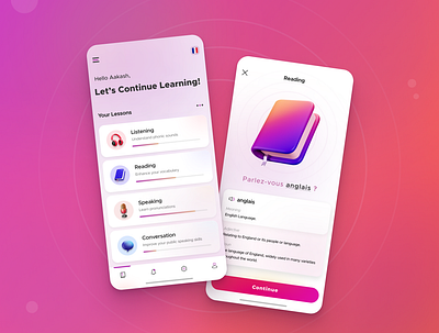 Learning App Mobile UI 3d app edtech gradients illustrations learning learning app mobile app mobile ui ui user interface