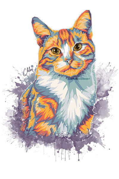Watercolor Pop Art Portrait of a Cat cat illustration painting popart portrait watercolor