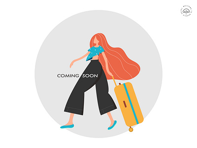 Girl on a Journey airport girl illustration journey luggage people vector walking