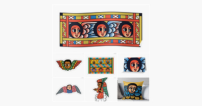 Ethiopian angel art products collection agel art church colourful digital art ethiopia ethiopian face hand drawn head iconic illustration orthodox redbubble religious rockhewn traditional vector wings