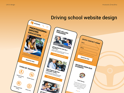 Driving school website design design driving school figma mobile version modern ui ux uxui web design website