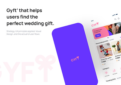 GYFT Mobile app - Case study case study product design purple theme ui visual design wedding gifts