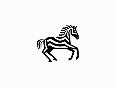 Zebra Logo animal branding design elegant emblem equine farm geometric icon illustration lines logo mark monochrome sports strips surrealist vector zebra