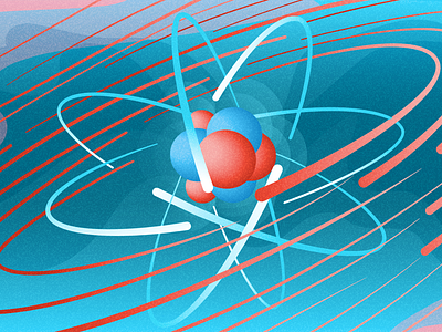 ATOMIC NUCLEUS article atom atomic cover flat illustration nuclear nucleus physics science