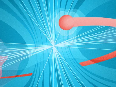 PARTICLE ACCELERATOR acceelerator atom atomic cover flat illustrarion nuclear particles physics radioactive science vector