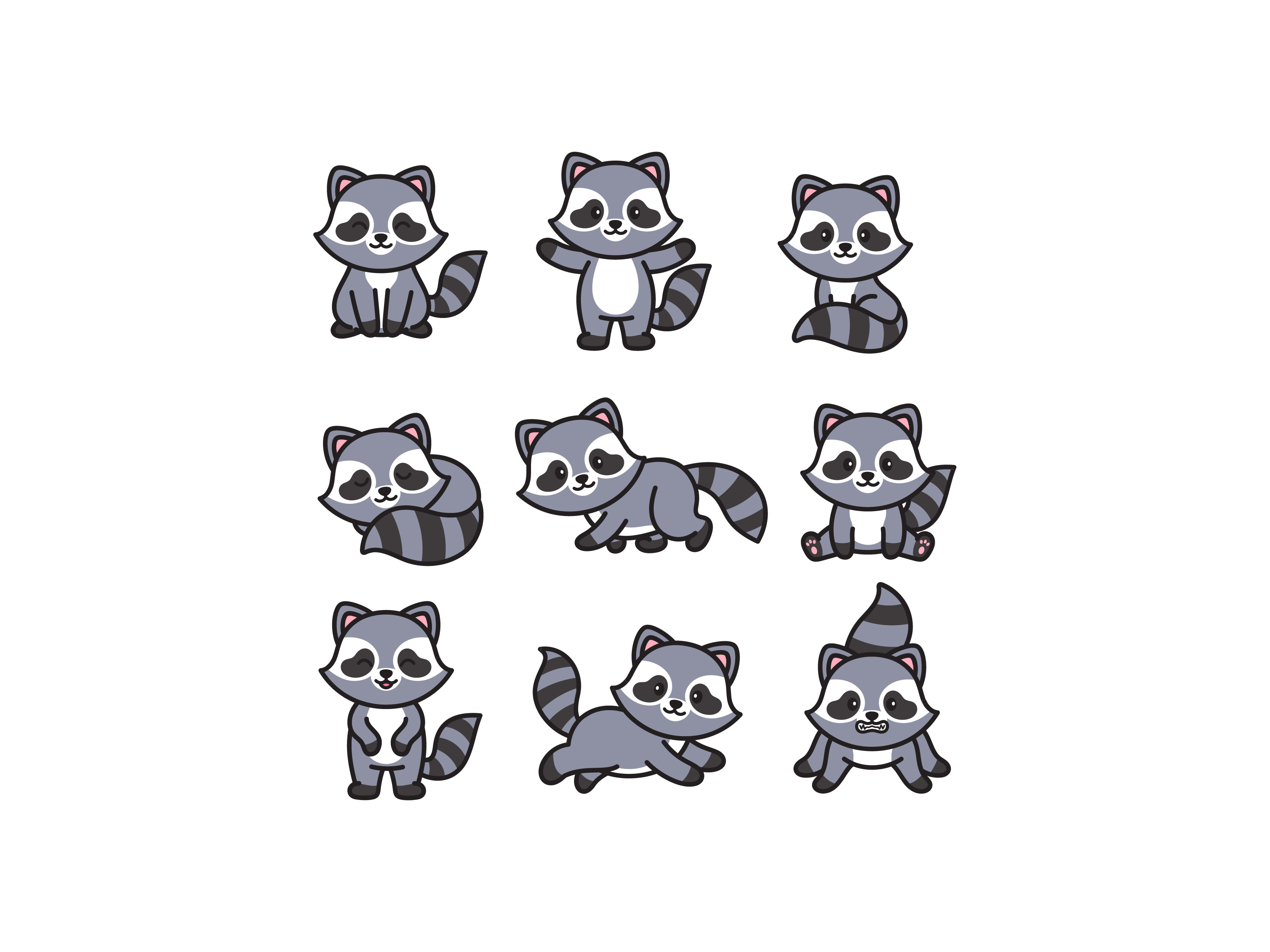 Racoon Doodle Cartoon animals babyracoon cute cuteracoon doodle icon illustration logo racoon vector