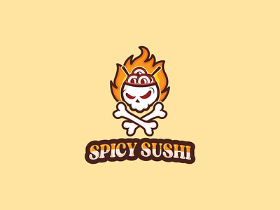 Minimalistic Logo! branding combination logo design graphic design hot logo spicy logo illustration logo skeleton skeleton logo design spicy logo sushi sushi logo typography vector