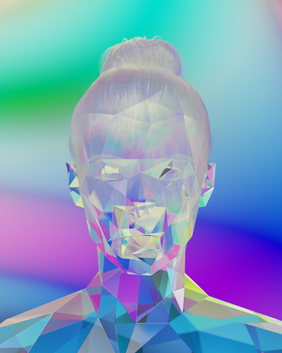 Crystal 3d abstract art artwork blender colorful crystal drawing girl illustration portrait