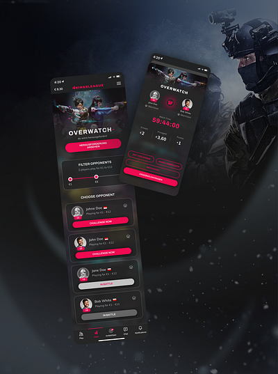 Mobile Gaming Platform dark theme finance gambling gaming graphic design icons illustrations matching mobile app mock up payout social sport ui