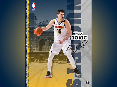 Nikola Jokic - NBA Poster basketball denver nuggets graphic design illustration nba nba poster nikola jokic poster sports design the joker wall art