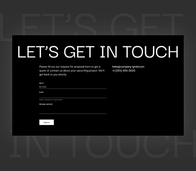 Contact us contact us get in touch landing page ui design website