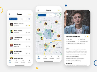 Finding Roommates & Flats App app design ui ux