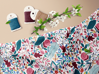Colorful Floral Seamless Pattern floral pattern flower illustration forest pattern design