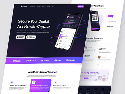 Landing page for Crypto Finance app design graphic design ui ux