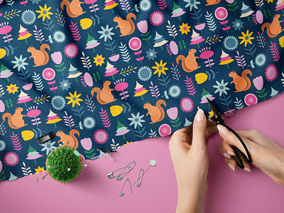 Squirrel Seamless Pattern dinosaur seamless pattern flower illustration forest illustration squirrel