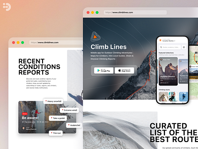 Web-site for mobile application Climb Lines app application climb climbers landing landing page page safari site ui web web site webdesign