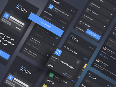 "TaskList" Project management App app dark figma indonesianfreelancer job list management mobile mobileapp portfolio task tasklistapp ui userexperience userinterface ux work