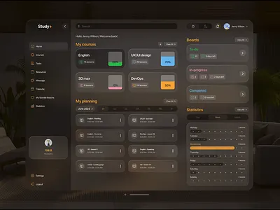 Dashboard for Study+ dashboard design graphic planning product product design statistic study task ui ux vision vision os web