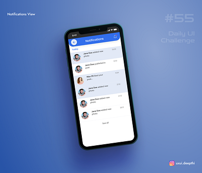 Notifications view | Daily UI Challenge # 55/90 ui design ux design uxui designer