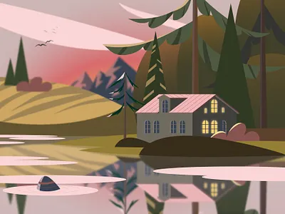 Vector Art - Autumn landscape design illustration landscape minimalistic vector