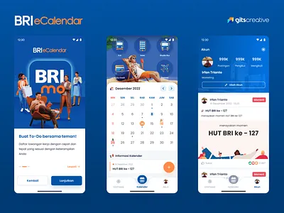 BRI e-Calendar: Calendar Reminder App alarm app bank blue branding calendar dark design event graphic design illustration logo marker navy reminder save typography ui ux vector
