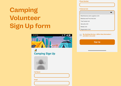 Mobile Volunteer Sign Up UI dailyui signup uidesign