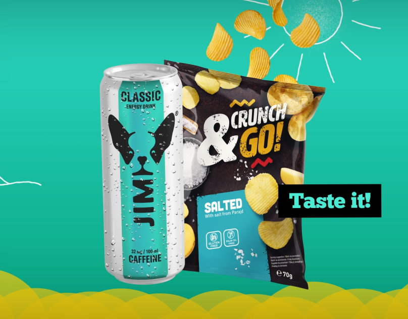 MOL JIM and Crunch&Go 2d animation branding cel chips commercial design draw drink frame by frame graphic design graphics illustration jim logo mol motion packshot product summer