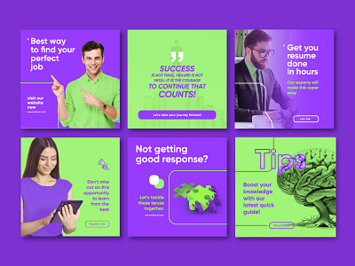 Social media post - Online job platform banner ad design banner design digital marketing strategy facebook post design graphic design instragram post job search website neon green online marketing purple social media add social media banner social media post