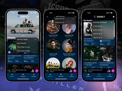 Vault Music - Sorting album android app app design clean design graphic design ios music music app popular price product design simple sorting ui ui design user interface ux ux design