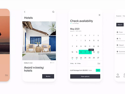 Luxury Escapes: Booking screens animation branding color communication design digital graphic design identity illustration interface design key visual motion design motion graphics strategy typography ui ux vibrant visual