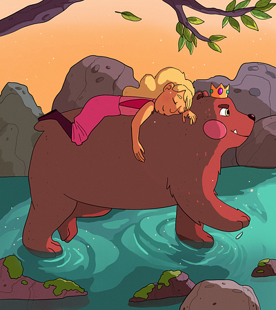 Girl and her bear book cartoon childrens book colorful cute digital illustration illustration kidlit