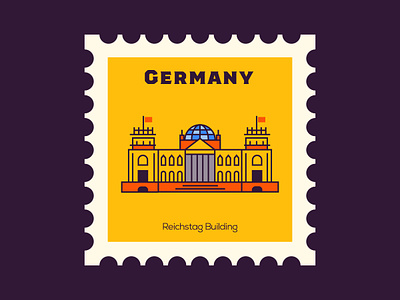 Reischstag Building - Germany design flat germany icon illustration line minimal reishstag vector