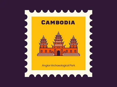 Angkor Wat - Cambodia angkor cambodia design flat icon illustration line vector
