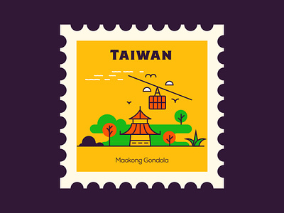Maokong Gondola - Taiwan design flat icon illustration line makong gondola minimal taiwan vector