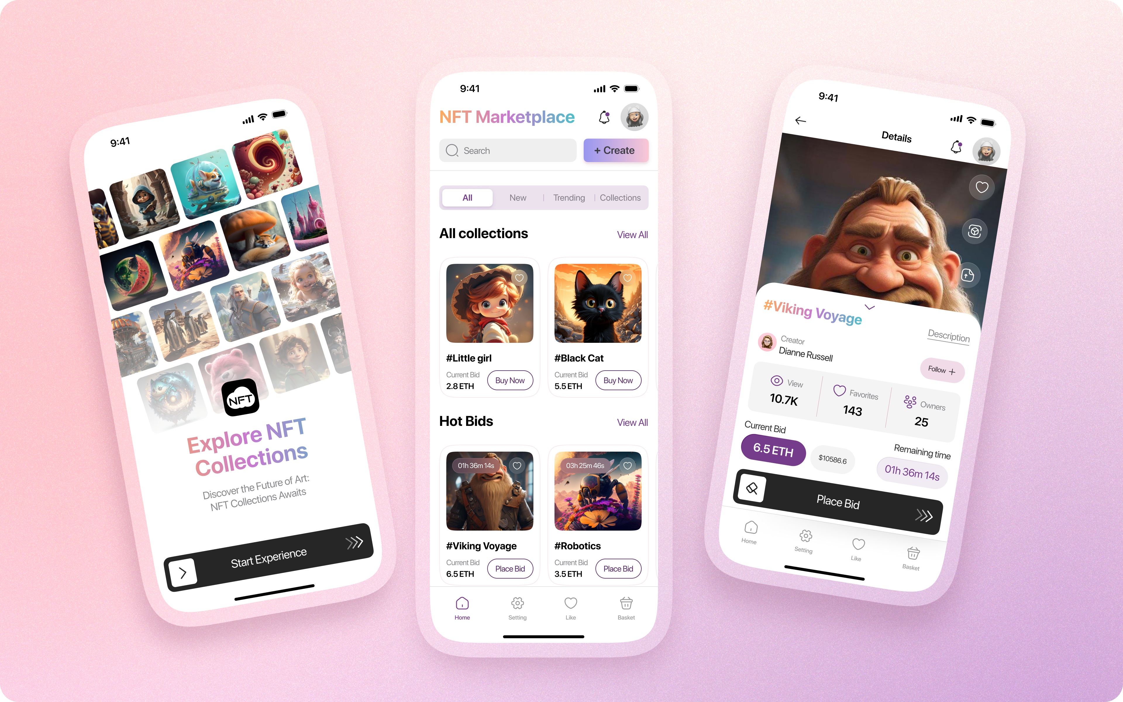 Mobile iOS App for NFT Marketplace app blockchain card crypto design ios marketplace mobile mobile app nft nft marketplace nftart product designer ui ux