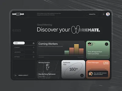 Dashroar - Employee Dashboard admin clean dark dashboard dashboard design design employee gradient hr dashboard minimal platform ui user interface ux
